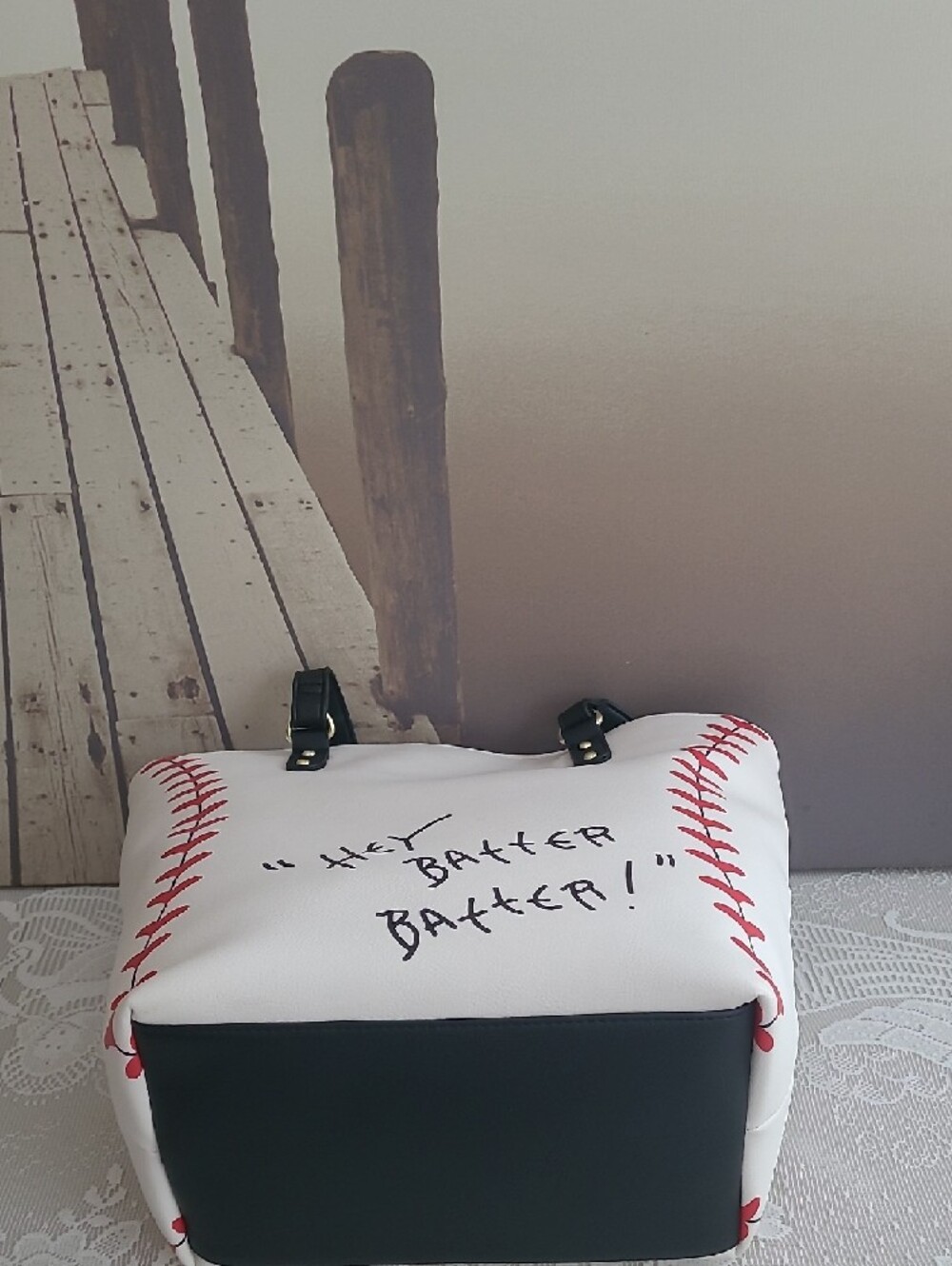 Betsey Johnson Baseball Tote with MIssing Baseball Charm NWT - Picture 5 of 9